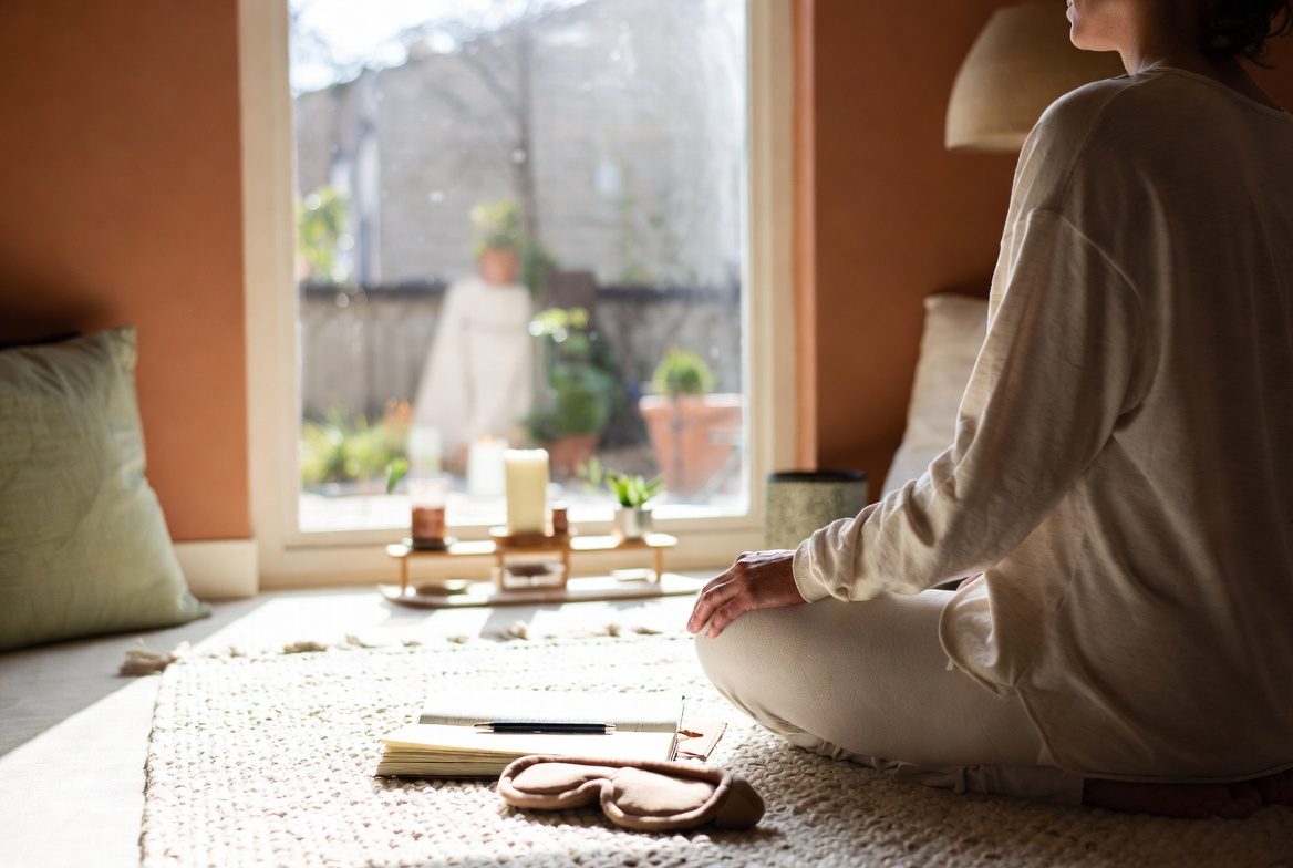 Person in quiet reflection — integration practice