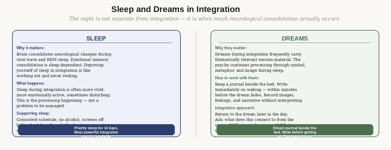 Sleep and dreams in integration